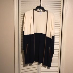 Navy blue and cream cardigan